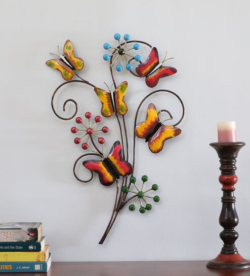 Butterfly Multicolour Handmade Metal Wall Art by  Home Decor International