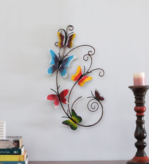 Butterfly Multicolour Handmade Metal Wall Art by  Home Decor International