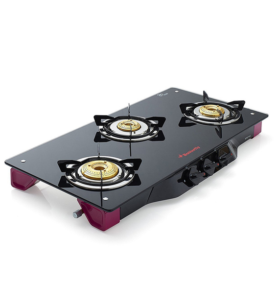 butterfly smart glass 3 burner gas stove black price