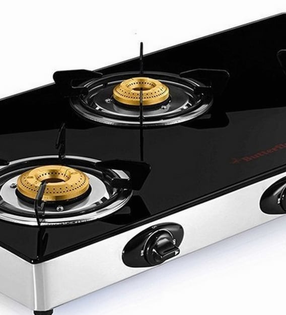 Buy Butterfly Stainless Steel Grand 3 Burner Glass Top Gas Stove Online