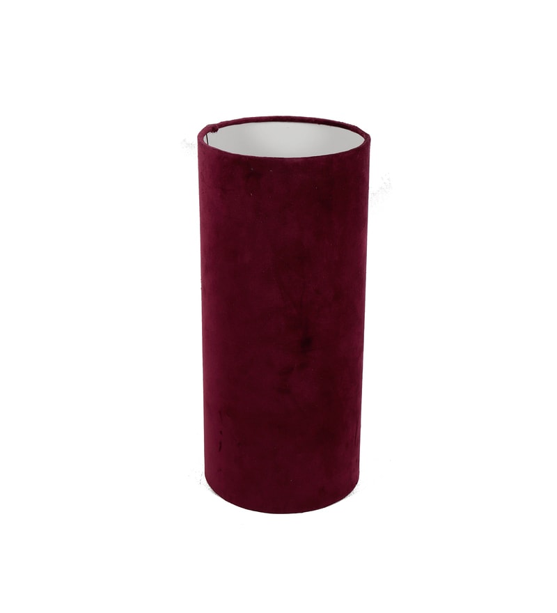 Buy Burgundy Velvet Drum Long Lampshade by Grated Ginger Online Solid