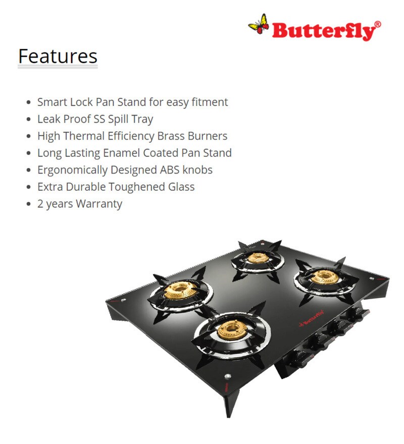 butterfly prism 4 burner gas stove