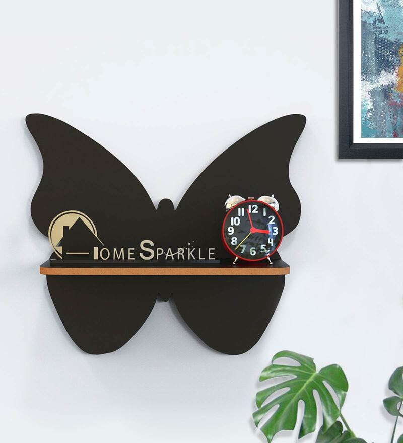 Buy Butterfly MDF Wall Shelf In Black By Home Sparkle Online Modern