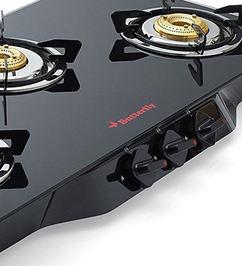 Buy Butterfly 3 Brass Burners Manual Glass Gas Stove (Model No Spectra