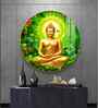 Buddha Bliss Flower Acrylic Round Wall Art