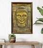 Buddha Bust Relief Wall Mural In Golden