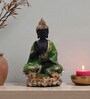 Green Buddha Idol On Flower 15 In