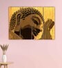 Buddha Yellow Wood Framed Spiritual Art Panels Set of 4