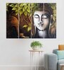 Buddha Religious Green Wood Framed Spiritual Art Panel Set of 4