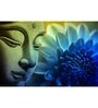 Buddha Religious Blue Wood Framed Spiritual Art Panel Set of 4