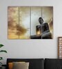 Buddha Religious Grey Wood Framed Spiritual Art Panel Set of 4
