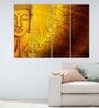 Buddha Yellow Wood Framed Spiritual Art Panel Set of 4