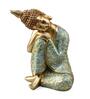 Buddha Resting On Knee Green & Gold Polyresin Buddha Idol