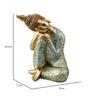 Buddha Resting On Knee Green & Gold Polyresin Buddha Idol