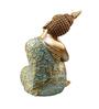 Buddha Resting On Knee Green & Gold Polyresin Buddha Idol