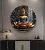 Buddha'S Reflection With Sacred Lotus Acrylic Round Wall Art