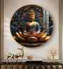 Buddha'S Reflection With Sacred Lotus Acrylic Round Wall Art