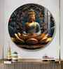 Buddha'S Reflection With Sacred Lotus Acrylic Round Wall Art