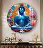 Buddha With Flower Acrylic Round Wall Art