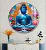 Buddha With Flower Acrylic Round Wall Art