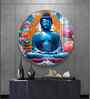 Buddha With Flower Acrylic Round Wall Art