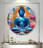 Buddha With Flower Acrylic Round Wall Art