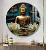Buddha With White Lotus Acrylic Round Wall Art