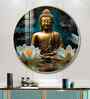 Buddha With White Lotus Acrylic Round Wall Art