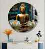 Buddha With White Lotus Acrylic Round Wall Art