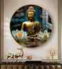 Buddha With White Lotus Acrylic Round Wall Art