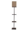 Buddy Minimilistic 3 Tier Beige Cotton Shade Floor Lamp with Black & Walnut Color Shelf Base
