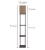 Buddy Minimilistic 3 Tier Beige Cotton Shade Floor Lamp with Black & Walnut Color Shelf Base