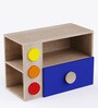 Building Blocks Kids Bedside Table in Oak & Blue Colour