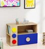 Building Blocks Kids Bedside Table in Oak & Blue Colour