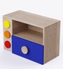 Building Blocks Kids Bedside Table in Oak & Blue Colour