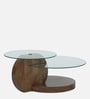 Bunch Solid Wood Centre Table with Glass Top in Walnut Finish