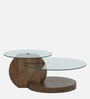 Bunch Solid Wood Centre Table with Glass Top in Walnut Finish