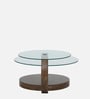 Bunch Solid Wood Centre Table with Glass Top in Walnut Finish