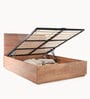 Bunka Solid Wood King Size Bed in Natural Finish with Hydraulic Storage