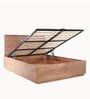 Bunka Solid Wood King Size Bed in Natural Finish with Hydraulic Storage