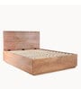 Bunka Solid Wood King Size Bed in Natural Finish with Hydraulic Storage
