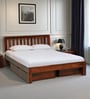 Buren Sheesham Wood King Size Bed In Honey Oak  Finish With Drawer Storage