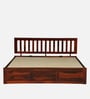 Buren Sheesham Wood King Size Bed In Honey Oak Finish With Hydraulic Storage