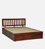 Buren Sheesham Wood Queen Size Bed In Honey Oak  Finish With Box Storage