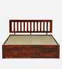 Buren Sheesham Wood Queen Size Bed In Honey Oak  Finish With Box Storage