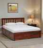 Buren Sheesham Wood Queen Size Bed In Honey Oak  Finish With Box Storage