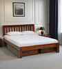 Buren Sheesham Wood Queen Size Bed In Honey Oak  Finish With Drawer Storage