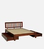 Buren Sheesham Wood Queen Size Bed In Honey Oak  Finish With Drawer Storage