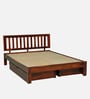 Buren Sheesham Wood Queen Size Bed In Honey Oak  Finish With Drawer Storage