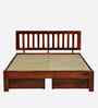 Buren Sheesham Wood Queen Size Bed In Honey Oak  Finish With Drawer Storage